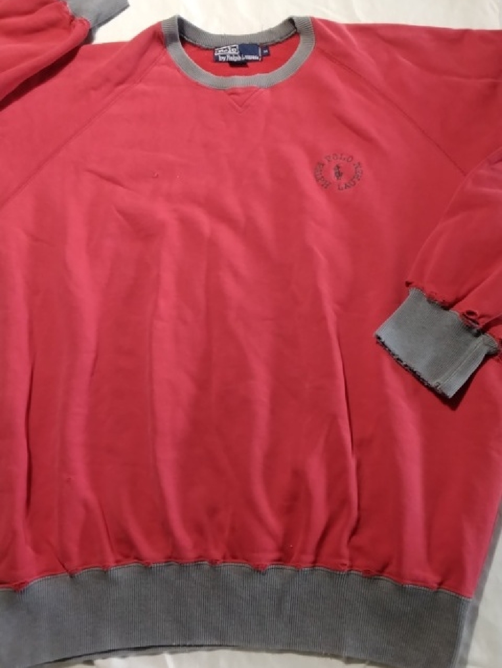 VTG Y2K Polo by Ralph Lauren Red DISTRESSED Crewneck Sweatshirt , M , $24